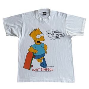 Vintage Bart Simpson Cool Your Jets Man 1990 White Shirt Fits Like Medium